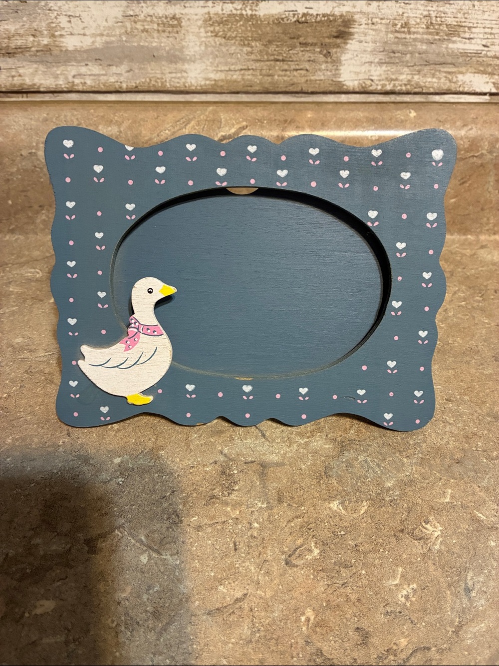 Hand-Painted Blue Duck Picture Frame by